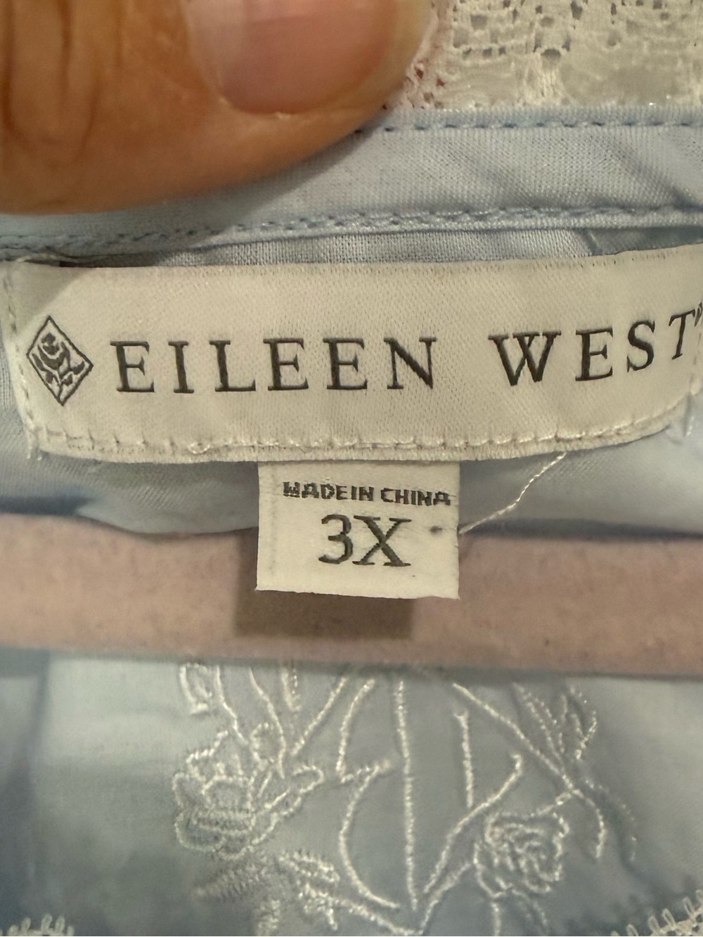 Eileen West Pale Blue Lace-Trim Button-Front Nightgown - Picture 6 of 7